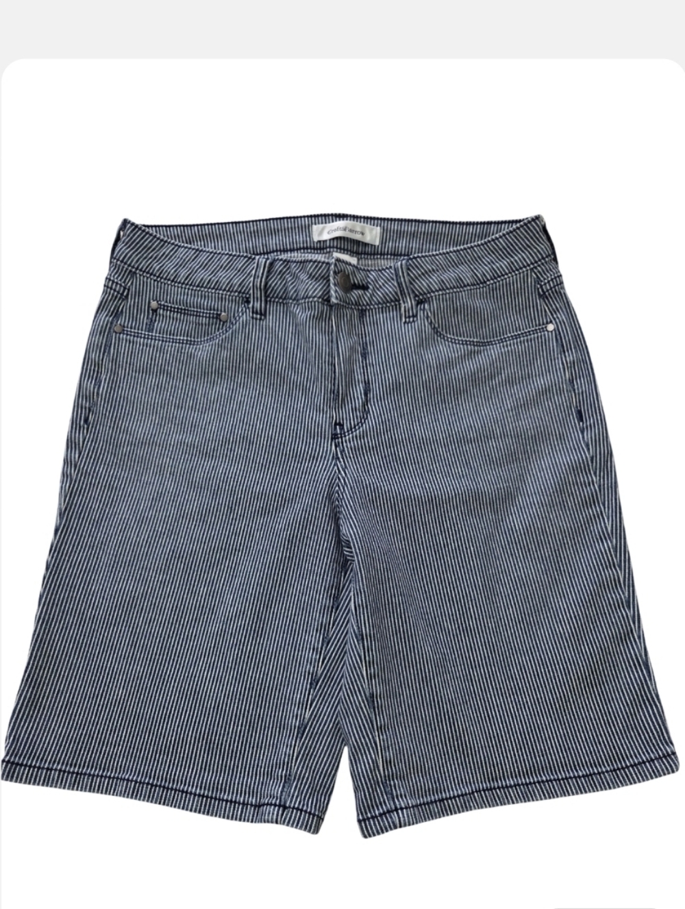 Railroad Striped Denim Shorts.